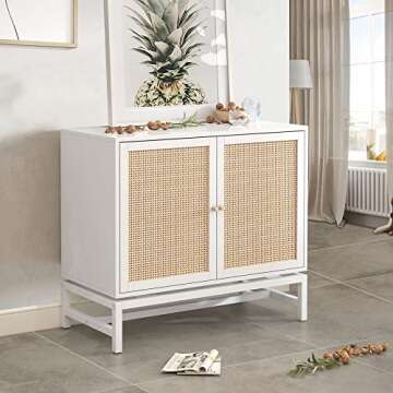 AWQM Rattan Sideboard Buffet Cabinet for Stylish Storage