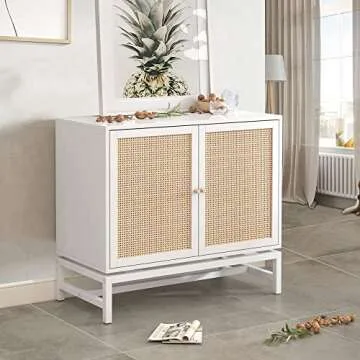 AWQM Rattan Sideboard Buffet Cabinet for Stylish Storage