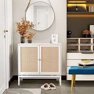 AWQM Rattan Sideboard Buffet Cabinet for Stylish Storage