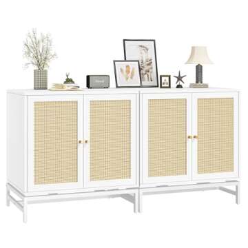 AWQM Rattan Sideboard Buffet Cabinet for Stylish Storage