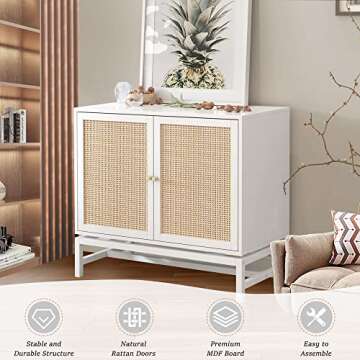 AWQM Rattan Sideboard Buffet Cabinet for Stylish Storage