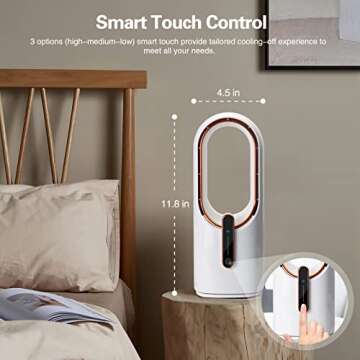 SISMEL Desk Fan, Small Quiet Bladeless Fan 11.8 Inch USB Table Fan, Portable Rechargeable Battery Op...