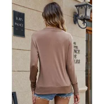 NENONA Women's Long Sleeve Lightweight Cardigans Open Front Button Down Basic Soft Outwear(Mocha-S)