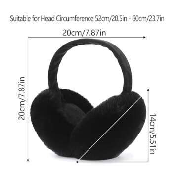 LCXSHYE Winter Ear muffs Faux Fur Warm Earmuffs Cute Foldable Outdoor Ear Warmers For Women Girls (Black)