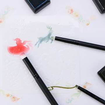 UNIMEIX Mini Blending Brushes for Card Making, Dry Brush Miniature Painting Background Blender Paint Brushes Small Brushes Detailed Paint Watercolor Brushes (3 Pack)