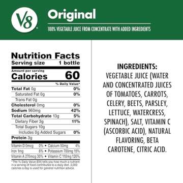 V8 Original 100% Vegetable Juice, 12 fl oz Bottle (12 Pack)