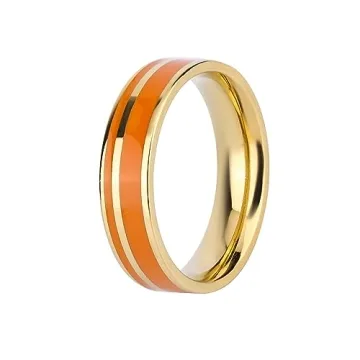 SILBAZ Orange Enamel Ring for Women - A Vibrant 18k Gold-Plated Jewelry Gift