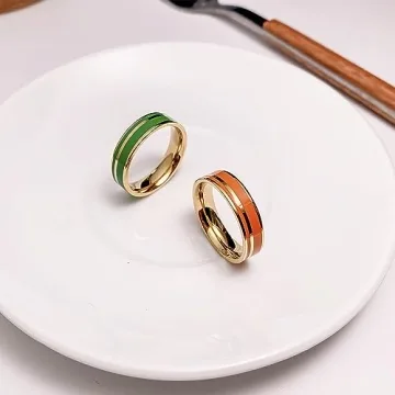 SILBAZ Orange Enamel Ring - Vibrant Gold-Plated Jewelry Gift