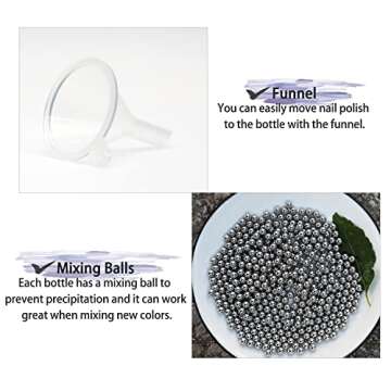 Empty Gel Nail Polish Bottles, 15ML Empty Nail Polish Bottles with Brush Matte Black, Opaque Round Refillable Fingernail Polish Bottles UV Safe with Mixing Balls & Funnels, Pack of 6 (Matte Black)