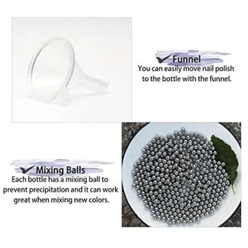 Empty Gel Nail Polish Bottles, 15ML Empty Nail Polish Bottles with Brush Matte Black, Opaque Round Refillable Fingernail Polish Bottles UV Safe with Mixing Balls & Funnels, Pack of 6 (Matte Black)