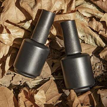 Empty Gel Nail Polish Bottles, 15ML Empty Nail Polish Bottles with Brush Matte Black, Opaque Round Refillable Fingernail Polish Bottles UV Safe with Mixing Balls & Funnels, Pack of 6 (Matte Black)