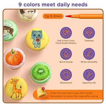 Food Coloring Pens - 9Pcs ValueTalks Edible Food Markers for Cookie Decorating, Food Grade, Edible P...