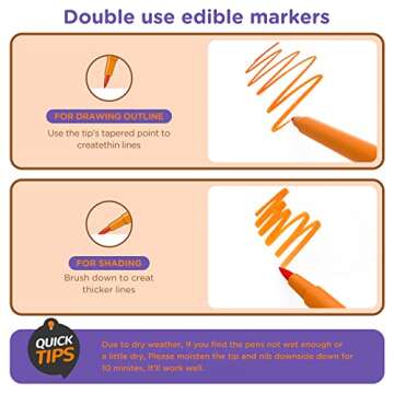 Food Coloring Pens - 9Pcs ValueTalks Edible Food Markers for Cookie Decorating, Food Grade, Edible Pens for Cakes, Cookies, Frosting, Easter Eggs, Gourmet Writers in DIY Baking, Painting, Drawing