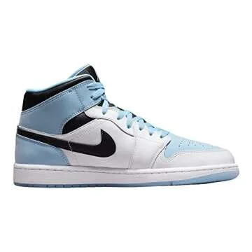 Nike Air Jordan 1 Mid Men's Shoes White/Ice Blue-Black DV1308-104 7.5, 9