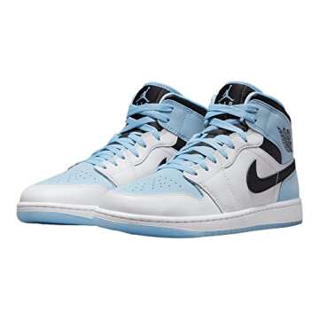 Nike Air Jordan 1 Mid Men's Shoes White/Ice Blue-Black DV1308-104 7.5, 9