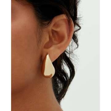 Elegant PAVOI 14K Gold Plated Chunky Hoop Earrings for Women