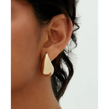 Elegant PAVOI 14K Gold Plated Chunky Hoop Earrings for Women