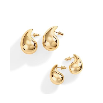 Elegant PAVOI 14K Gold Plated Chunky Hoop Earrings for Women