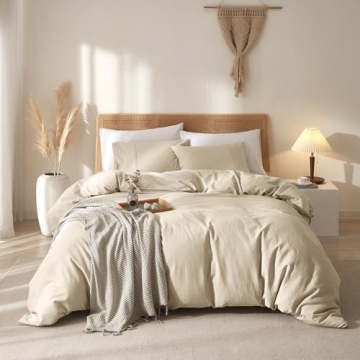 Wondnuga 100% Linen Duvet Cover, Pure French Flax Linen Duvet Cover King, Breathable Soft Durable Lu...