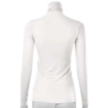 EIMIN Turtleneck Long Sleeve Versatile Trendy Fashionable Slim Fit Pullover T-Shirts Top Sweater OFFWHITE M