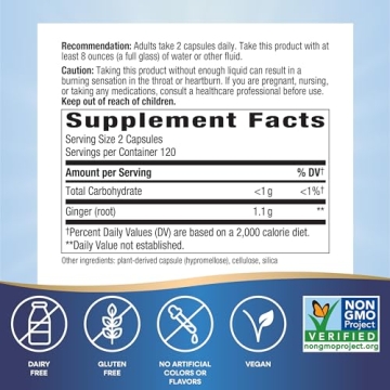 Nature's Way Ginger Root 1100mg Herbal Supplement Vegan