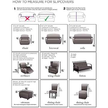 SureFit Home Décor Duck Solid Long Full Length Dining Room Chair One Piece Slipcover, Relaxed Fit, 100% Cotton, Machine Washable,Natural Color