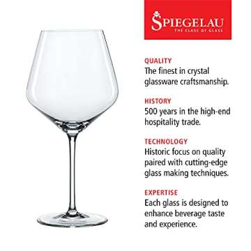 Spiegelau Style Burgundy Wine Glasses Set of 4 - European-Made Crystal, Classic Stemmed, Dishwasher ...