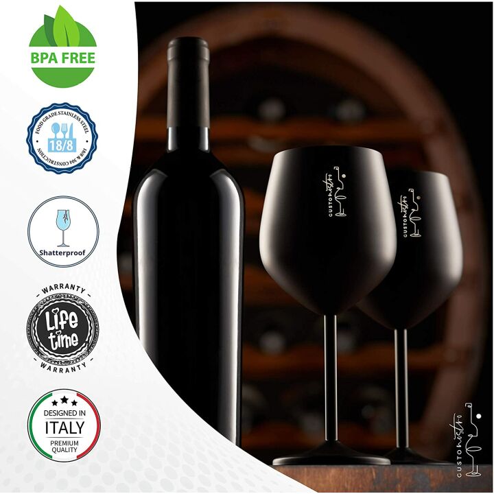 Unbreakable Stainless Steel Wine Glasses Set of 2