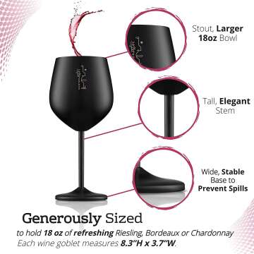 Unbreakable Stainless Steel Wine Glasses Set of 2