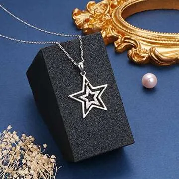 Alphm S925 Sterling Silver Double Stars Necklace - Elegant Jewelry for Women