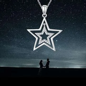 Stylish Alphm Sterling Silver Double Stars Necklace