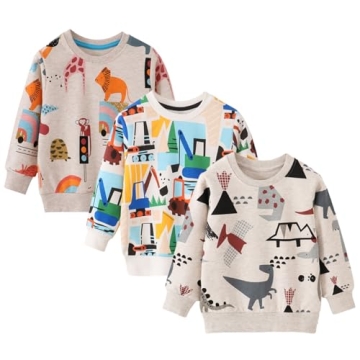 Comfortable Toddler Boys Sweatshirts Ages 1-6 3 Pack