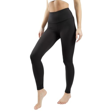 Yogalicious High Waist Ultra Soft Lightweight Leggings - High Rise Yoga Pants - Black Nude Tech 28" - Medium