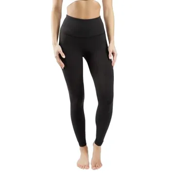 Yogalicious High Waist Ultra Soft Lightweight Leggings - High Rise Yoga Pants - Black Nude Tech 28" - Medium