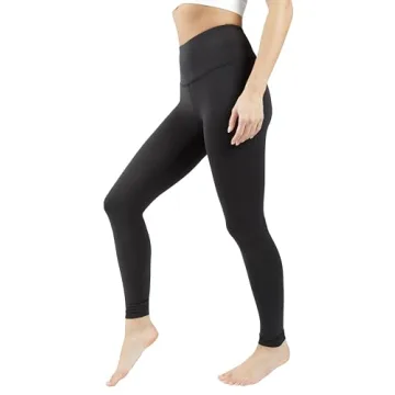 Yogalicious High Waist Ultra Soft Lightweight Leggings - High Rise Yoga Pants - Black Nude Tech 28" - Medium
