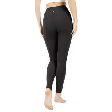 Yogalicious High Waist Ultra Soft Lightweight Leggings - High Rise Yoga Pants - Black Nude Tech 28" - Medium