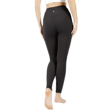 Yogalicious High Waist Ultra Soft Lightweight Leggings - High Rise Yoga Pants - Black Nude Tech 28" - Medium