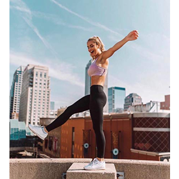 Yogalicious High Waist Ultra Soft Lightweight Leggings - High Rise Yoga Pants - Black Nude Tech 28" - Medium