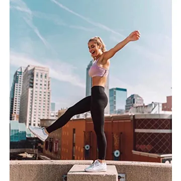 Yogalicious High Waist Ultra Soft Lightweight Leggings - High Rise Yoga Pants - Black Nude Tech 28" - Medium