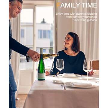 LUNA & MANTHA White Wine Glasses Set of 2, Crystal Wine Glasses with Stem, Hand Blown 14oz, Perfect ...