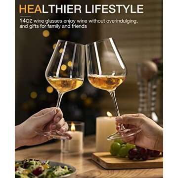 LUNA & MANTHA White Wine Glasses Set of 2, Crystal Wine Glasses with Stem, Hand Blown 14oz, Perfect for Red & White Gift Packaging for Daily Use, Wedding Anniversary or Birthday