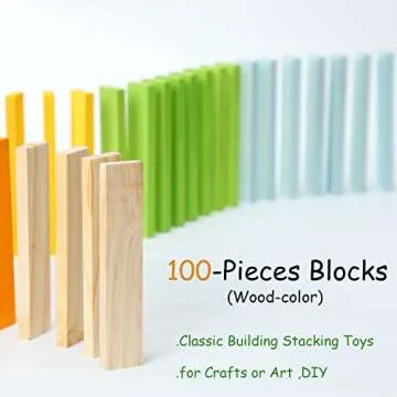 ICEKO KN 100pcs Classic Wooden Building Blocks Set, Ideal STEM Educational Toy for Kids, Perfect Bir...