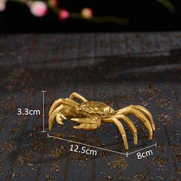 Gold Brass Crab Statue - Unique Home Decor Gift