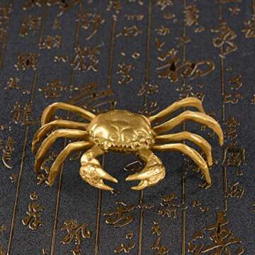 Gold Brass Crab Statue - Unique Home Decor Gift