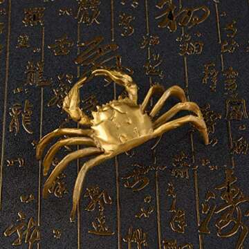 Gold Brass Crab Statue - Unique Home Decor Gift