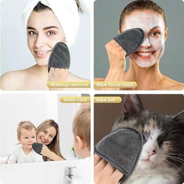 SINLAND Reusable Makeup Remover Pads For Face,Eye,Lips Microfiber Gentle Facial Cleansing Cloths for...