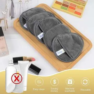 SINLAND Reusable Makeup Remover Pads For Face,Eye,Lips Microfiber Gentle Facial Cleansing Cloths for All Skin Types Friendly for Makeup Remover With Laundry Bag 5.1inchx3.93inch Grey Pack of 6