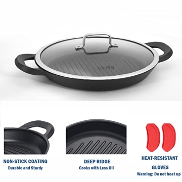 Vinchef Nonstick Grill Pan | 13" Indoor Induction Skillet