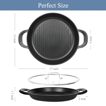 Vinchef Nonstick Grill Pan | 13" Indoor Induction Skillet