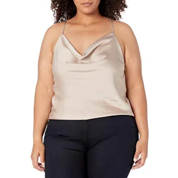 The Drop Women's Christy Cowl Neck Cami - Elegant Silky Top